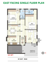 East Facing Single Floor Plan